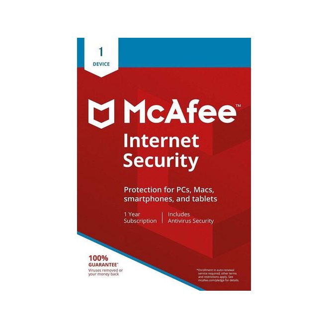 McAfee Internet Security vírusirtó szoftver – 1 éves licenc, 1 készülékre. Megbízható védelem vírusok, kártevők és online fenyegetések ellen, biztonságos böngészéshez és adatvédelemhez