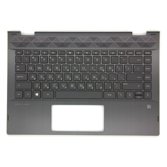 HP Pavilion X360 14T-CD000 fekete-ezüst héber Laptop billentyűzet
