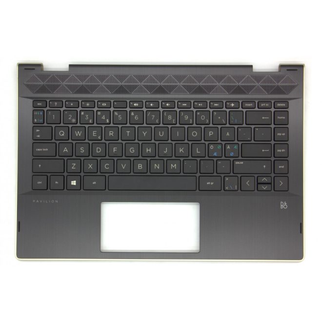 HP Pavilion X360 14T-CD000 fekete-arany norvég Laptop billentyűzet