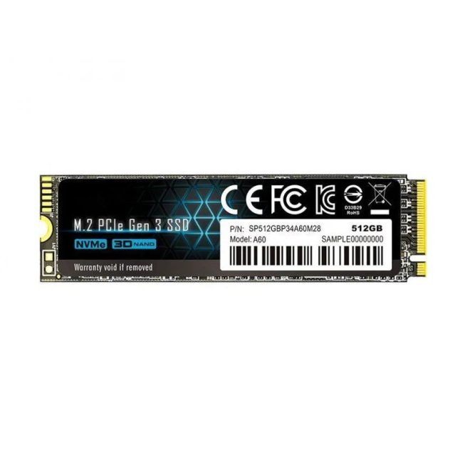 Silicon Power A60 512GB gyári új M.2 (2280) PCIe NVME SSD meghajtó kártya (SP512GBP34A60M28)