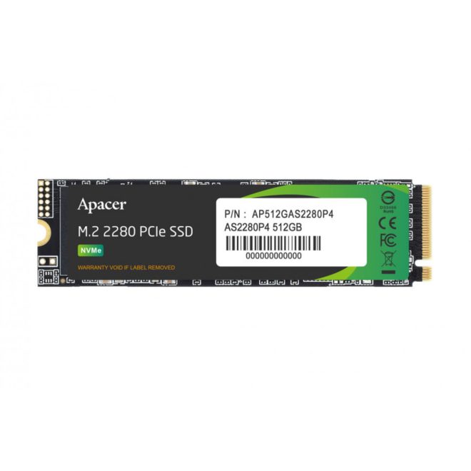 Apacer 512GB AS2280P4 gyári új M.2 (2280) PCIe NVME SSD meghajtó kártya (AP512GAS2280P4)