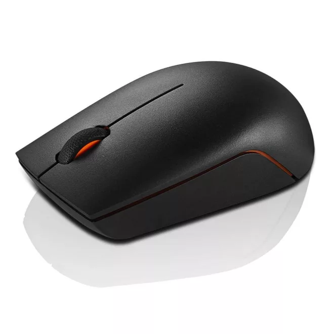 Lenovo 300 vezeték nélküli USB optikai egér, tartozék 1 db AA elemmel, fekete (L300)