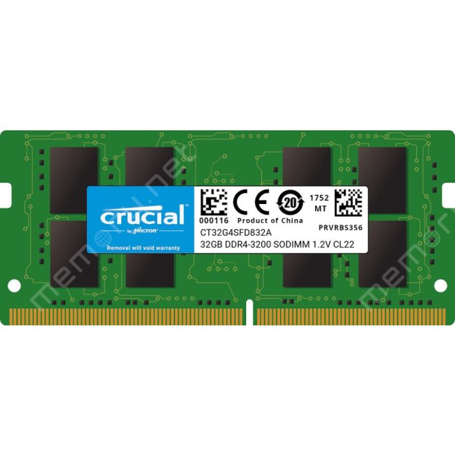 Crucial 32GB DDR4 3200MHz laptop memória, beszerelési lehetőséggel (CT32G4SFD832A)