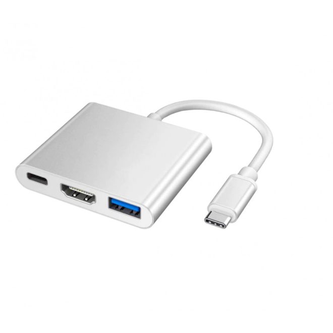 Apple kompatibilis USB-C átalakító, HDMI, USB-C és normál USB 3.0 kimenettel