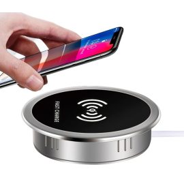   Asztallapba beépíthető vezeték nélküli 15W Telefon Töltő + Hálózati Adapter