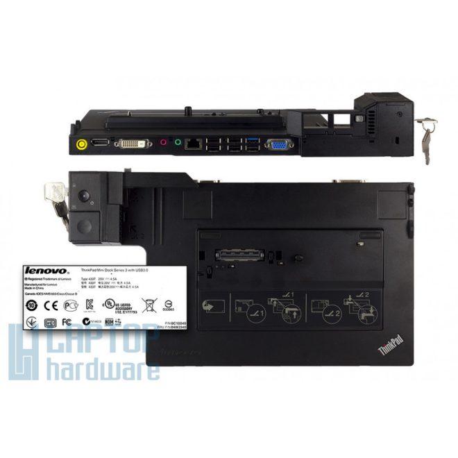IBM ThinkPad T410, T510, T530 Mini Dock Series 3 dokkoló USB 3.0 + 90W Lenovo laptop töltő, 04Y2072, Type 4337