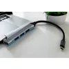 USB HUB elosztó - 1x Type-C (apa) csatlakozóval, 1x USB 3.0 és 3x USB 2.0 (anya) porttal, gyors és kényelmes eszközcsatlakoztatás laptophoz és PC-hez