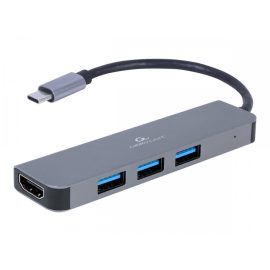   USB-C HUB 4 portos átalakító - HDMI, USB-C, 1x USB 3.0 és 1x USB 2.0 csatlakozóval, gyors adatátvitelhez és több eszköz egyszerű csatlakoztatásához laptophoz és PC-hez