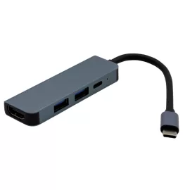   USB-C HUB 4 portos átalakító - HDMI, USB-C, 1x USB 3.0 és 1x USB 2.0 csatlakozóval, gyors adatátvitelhez és több eszköz egyszerű csatlakoztatásához laptophoz és PC-hez