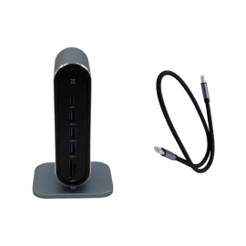   12 portos álló USB-C HUB, asztali dokkoló HDMI, VGA, 2db USB-C, SD/microSD kártya olvasó, RJ-45 (Internet), 3,5mm audio, 4db USB 3.0 portokkal