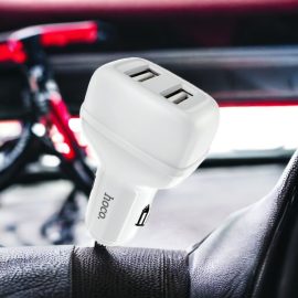   hoco. Z36 Leader univerzális átalakító,szivargyújtós autó tablet/telefon töltő 2 USB Porttal, fehér (Z36)