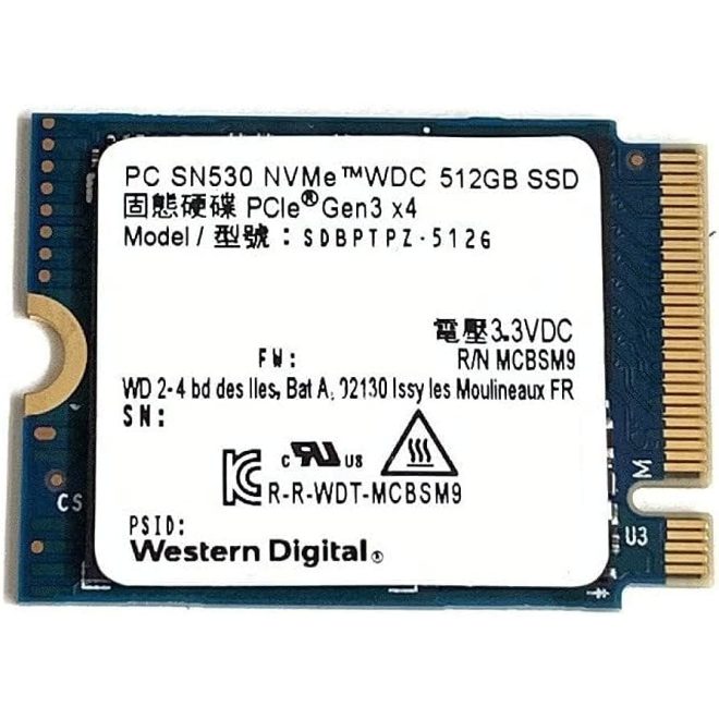 Western Digital SN530 512GB M.2 NVMe PCIe SSD meghajtó, (2230) (SDBPTPZ-512G-1012) 