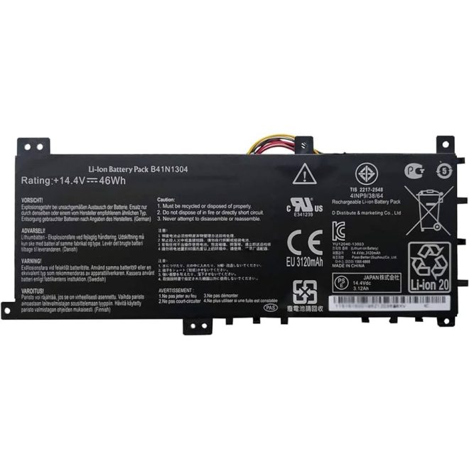 Asus VivoBook A451LA, K451LA, R451LA, S451LA helyettesítő új 3653mAh akkumulátor (B41N1304)