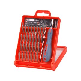   EXTOL® PRÉMIUM 32db Órás csavarhúzó készlet, cserélhető Chrome Vanadium Bitekkel