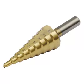   EXTOL® Craft lépcsős fémfúró, 13 lépcsős (4-39mm, 3mm lépcsők), 13mm befogás, max 4mm vastag anyagokhoz, TiN bevonat (20057)