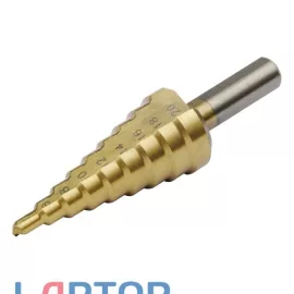   EXTOL® Craft lépcsős fémfúró, 15 lépcsős (4-32mm, 2mm lépcsők), 10mm befogás, max 5mm vastag anyagokhoz, TiN bevonat (20055)