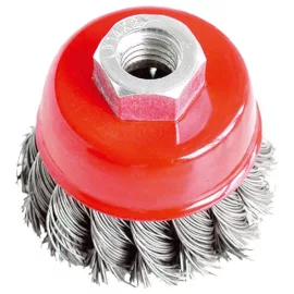   EXTOL® Craft drótcsiszoló fazékkefe, sodrott erős, M14x2 sarokcsiszolóra, 80mm, max. 12500 fordulat percenként (17008)