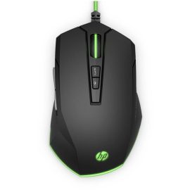   HP Pavilion RGB Lighting Gamer egér | Gaming 200 | Fekete egér Neon Zöld kábellel