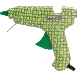   EXTOL® CRAFT Melegragasztó pisztoly 40 Wattos | Zöld, fehér virág mintával | Ragasztórúd átmérő: 11mm (422100)