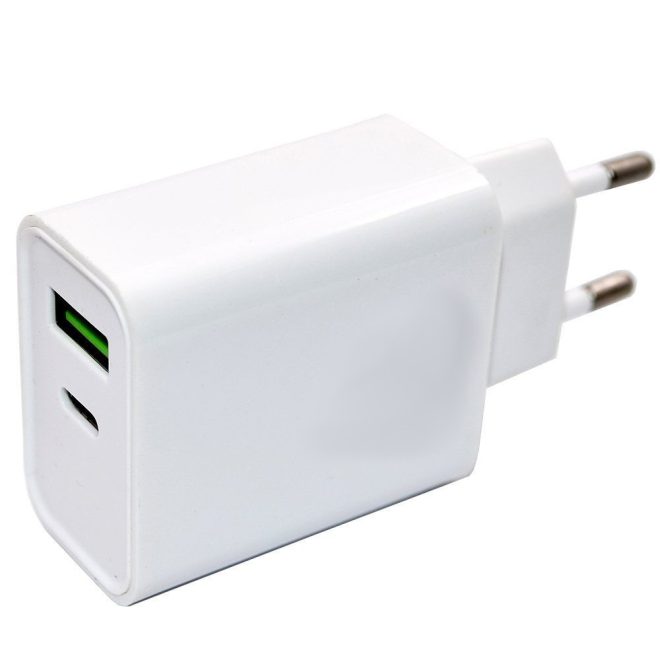 Samsung-hoz 15W USB + 20W Type-C helyettesítő adapter, gyorstöltő, Fehér (USB, Type-C, kábel nélkül)  