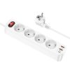 hoco. NS1 Aura elosztó, 4 hálózati, 2 USB és 1 Type-C csatlakozóval, fehér (NS1)