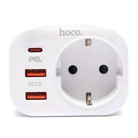   hoco. NS3 Multifunkciós hálózati csatlakozó, 2 USB és 1 Type-C csatlakozóval, fehér (NS3)