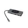 14 portos USB-C HUB, vezeték nélküli töltővel, 2xHDMI 4K, VGA, USB-C, SD/microSD kártya olvasó, 3,5mm audio csatlakozó RJ-45 (Internet), 5db USB 3.0 portokkal