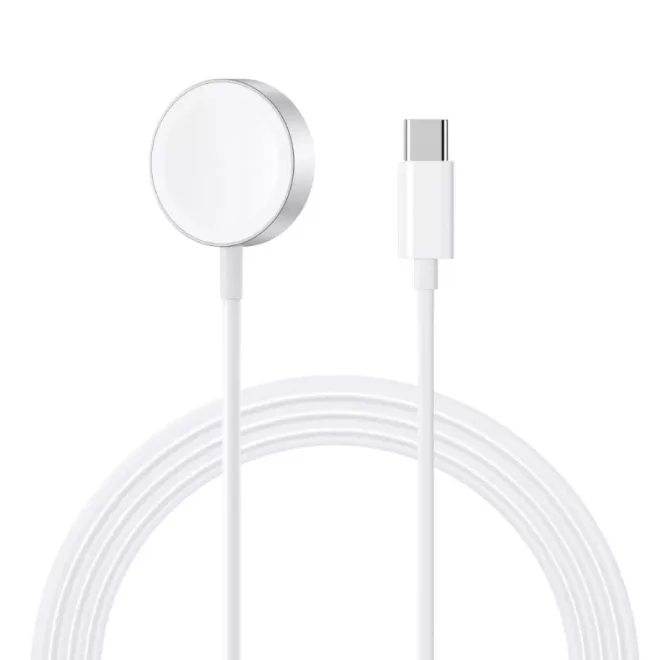 Apple Watch-hoz 1m gyors töltőkábel USB-C csatlakozós, fém, fehér