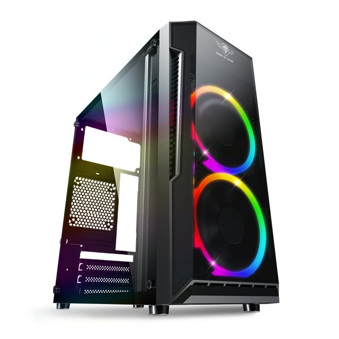 Spirit of Gamer Számítógépház - Deathmatch 3 RGB (Fekete, Ablakos, 2x12cm Ventilátor, mATX, ITX, 1xUSB3.0, 2xUSB2.0) (6001RA)