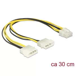Delock 8 Pin EPS to 2 x 4 Pin Molex Kábel, 30cm (85453)