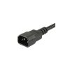 Equip UPS Hálózati Elosztó 333280, 3db Schuko hálózati aljzat csatlakozóval, 1,1m kábel a végén C14 (PC tápkábel féle hatszögletű) csatlakozóval, fekete