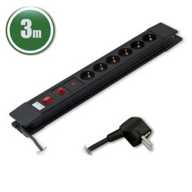   Delight 20249 túlfeszültségvédő elosztó, 6db hálózati aljzat csatlakozóval, 250V/16A 3500W max, 3 m kábellel, fekete