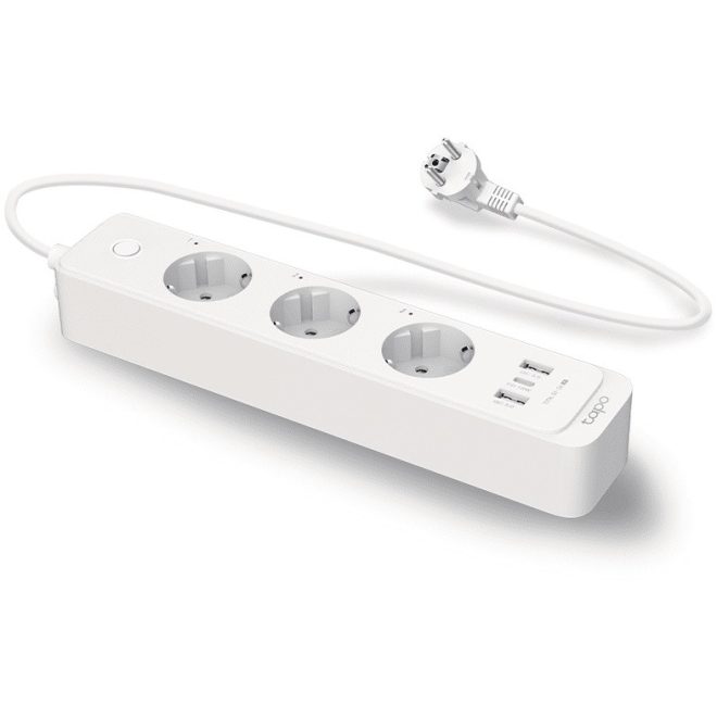 TP-LINK Okos Hálózati Elosztó, WIFI, 3 x Dugalj + 2 x USB 3.0 QC töltő + 1 x 18W PD USB-C töltő, 1,5m kábel (TAPO P300)