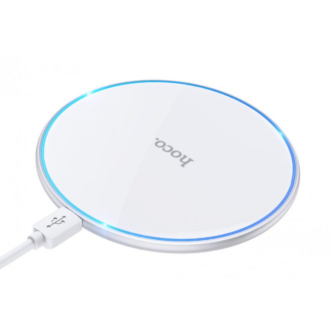 hoco. CW6 Pro Easy indukciós vezeték nélküli töltő, 15W USB-C kábellel, fehér (CW6)