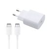 Samsung Galaxy-hoz 25W gyors Töltő + Kábel (USB-C to USB-C) S8, S9, S10, S20, S21, S22, S23, S24 fehér