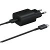 Samsung Galaxy-hoz 25W Gyors Töltő + Kábel (USB-C to USB-C) Galaxy S8, S9, S10, S20, S21, S22, S23, S24 fekete