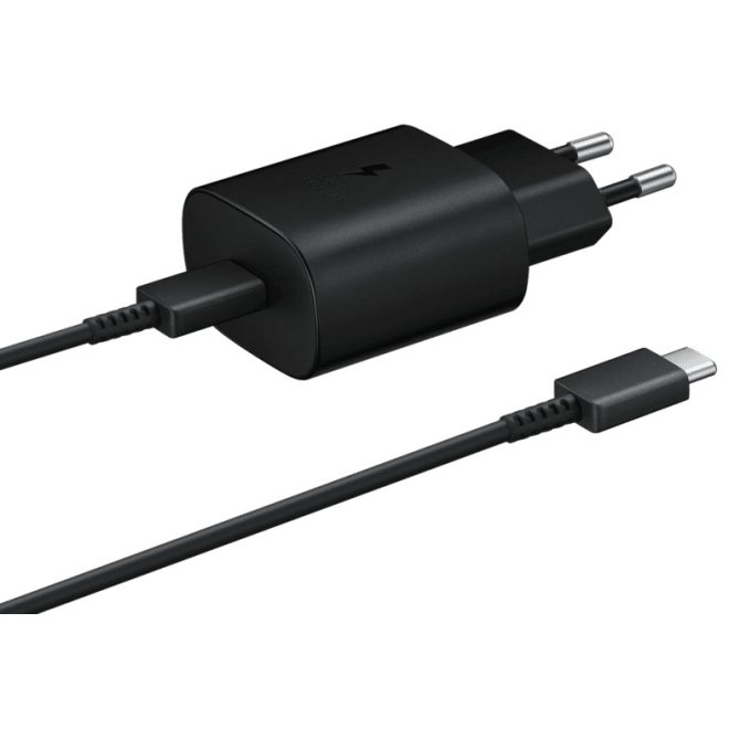 Samsung Galaxy-hoz 25W Gyors Töltő + Kábel (USB-C to USB-C) Galaxy S8, S9, S10, S20, S21, S22, S23, S24 fekete