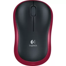   Logitech M185 vezeték nélküli egér (910-002240 / 910-002237) – fekete-piros színben, USB nano vevővel, pontos optikai érzékeléssel, kényelmes kialakítással és hosszú elemes üzemidővel laptophoz és PC-hez