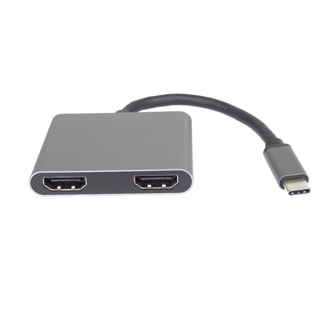 USB-C átalakító HUB - 2x HDMI, USB 3.0 és USB-C portokkal, több kijelző és eszköz csatlakoztatásához, gyors adatátvitel és stabil kapcsolat laptophoz és PC-hez