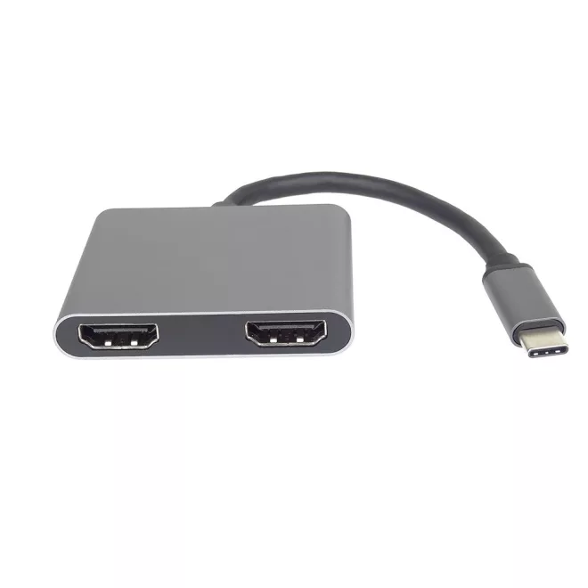USB-C (Type-C) - 2x HDMI adapter, 4K és Full HD 1080p felbontással - dupla kijelző csatlakoztatásához, éles képminőség és stabil jelátvitel laptophoz és PC-hez