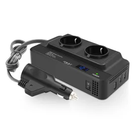   12V autós inverter 200W DC 12V átalakító AC 220V-ra, 2 hálózati csatlakozóval, 2db USB és 1db USB-C porttal, JFIND D0088 (D0088-2, 8300-2)