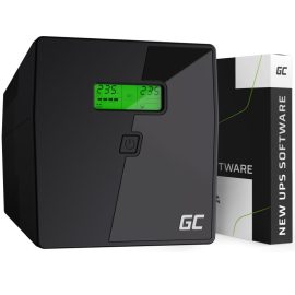   Green Cell Szünetmentes Tápegység Akkumulátorral 1000VA, 600W, LCD kijelző (2 Schuko, 2 IEC aljzat, line-interaktív AVR, USB menedzsment, RJ45 vonalvédelem (UPS03)