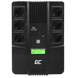   Green Cell AiO Szünetmentes Tápegység Akkumulátorral 800VA, 480W, LCD kijelző (6 Schuko, line-interaktív AVR, USB menedzsment, RJ45 vonalvédelem (UPS07)