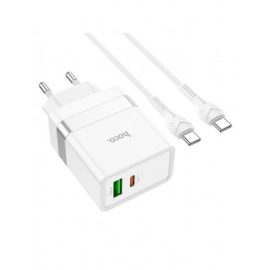   hoco. N21 gyorstöltő, 30W, PD & QC csatlakozó + 1m USB-C kábel, fehér (N21)