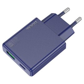   Hoco N45 Biscuit PD 30W + QC3.0 hálózati töltő, 1 db USB-C, és 1 db USB-A, USB-C/USB-C kábellel, kék (N45)