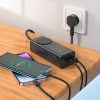 hoco. NS4 Sharp elosztó, 1 hálózati, 2 USB-C, 1 USB-A csatlakozóval, 65W GaN , fekete (NS4)