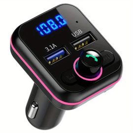  Szivargyújtós FM Transmitter Bluetooth 5.0, MP3 lejátszás USB és MicroSD kártya bemenettel, USB telefon gyors töltővel (M34)