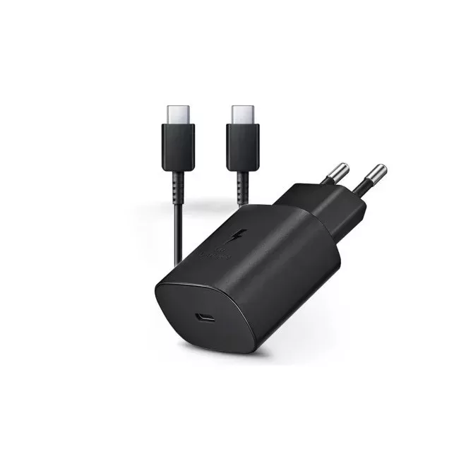 Samsung Gyári USB-C 25W Telefon és Tablet Adapter, Töltő + 1m USB-C töltőkábel (EP-TA800EBE + EP-DA705BBE)