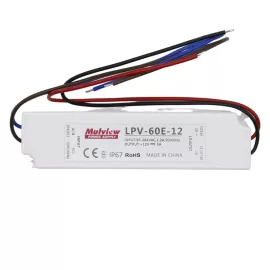   Vízálló LED -fémházas- tápegység 12V 5A 60W IP67, Mulview (LPV-60E-12)