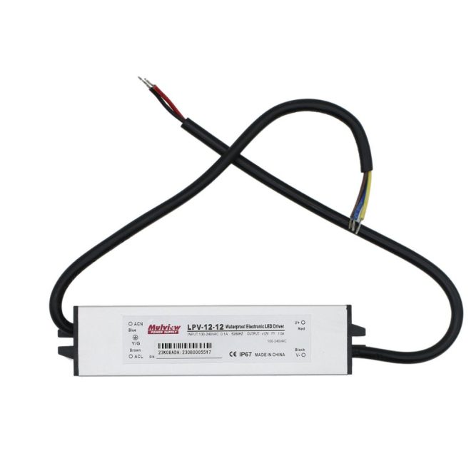 Vízálló LED -fémházas- tápegység 12V 1A 12W IP67, Mulview (LPV-12-12)